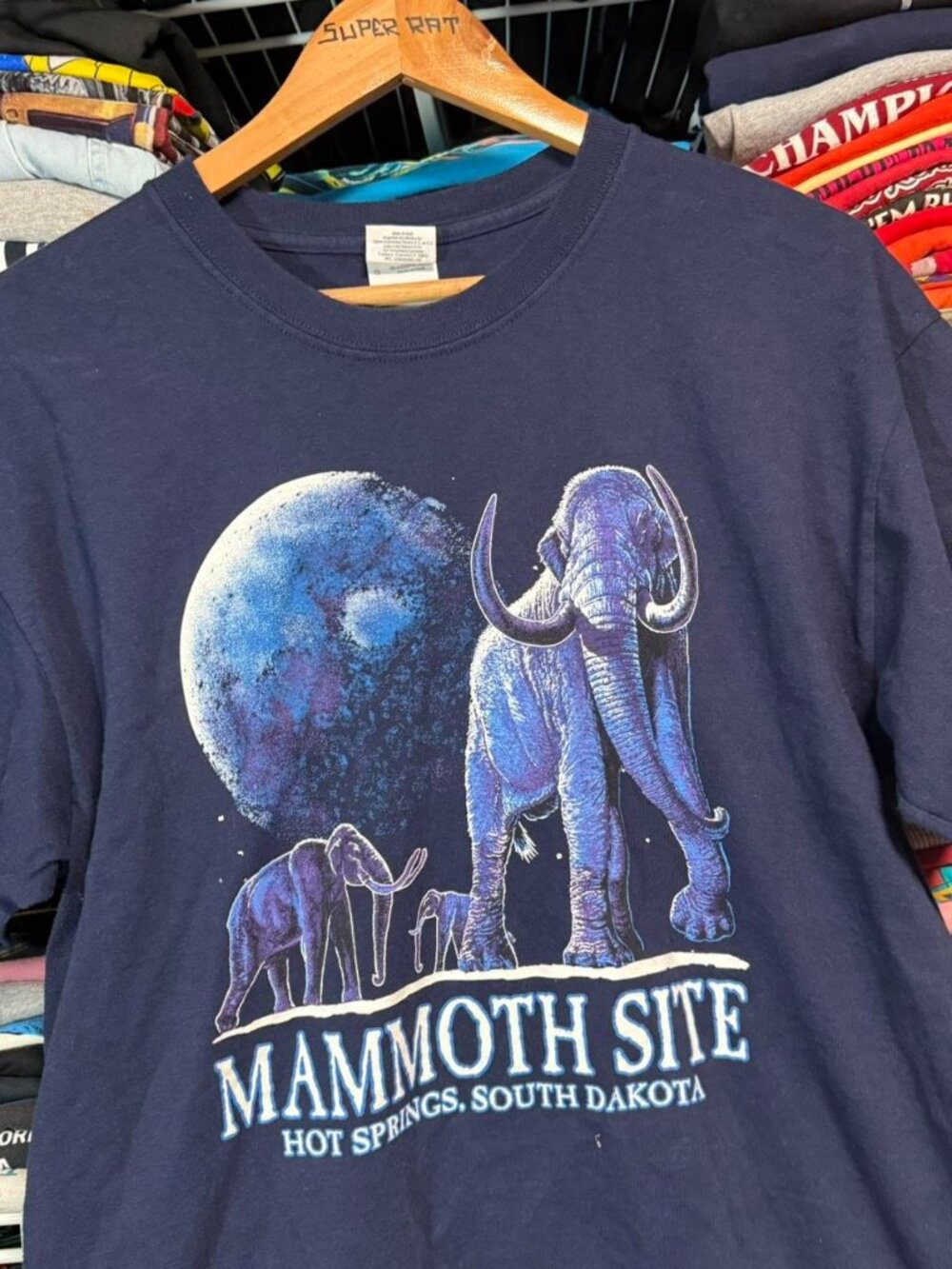 Mammoth Site Hot Springs South Dakota navy blue cotton t-shirt